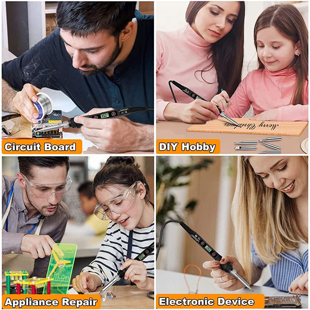 HASTHIP® Electric Soldering Iron Kit 80W Temperature Adjustable Welding Iron Soldering Kit Desoldering Pump, Solder Wire, Welding Iron Stand with Sponge, Tweezers, Wire Cutter for Electronics - 12 Pcs HASTHIP® Electric Soldering Iron Kit 80W Temperature Adjustable Welding Iron Soldering Kit Desoldering Pump, Solder Wire, Welding Iron Stand with Sponge, Tweezers, Wire Cutter for Electronics - 12 Pcs